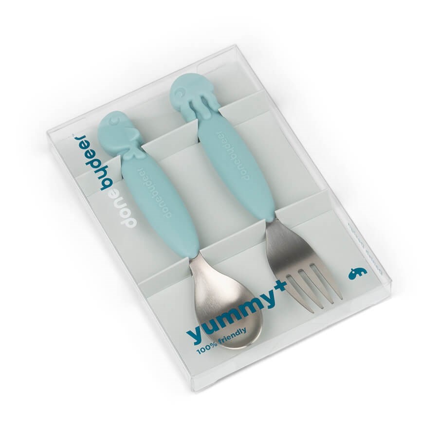 YummyPlus vaikiškas šaukštuko ir šakutės rinkinys Sea friends Blue - Image 2
