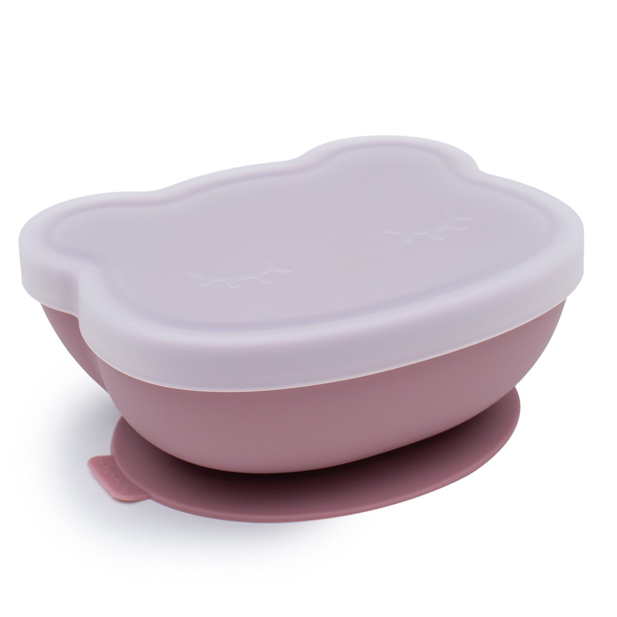 Silikoninis dubenėlis Bear su dangteliu Dusty Rose