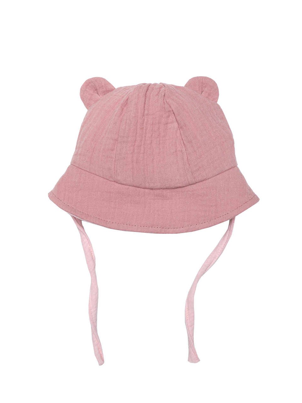Wooly organic muslino vasarinė kepurė su ausytėmis BLUSH/DARK ROSE