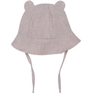 Wooly organic muslino vasarinė kepurė su ausytėmis BABY BEIGE