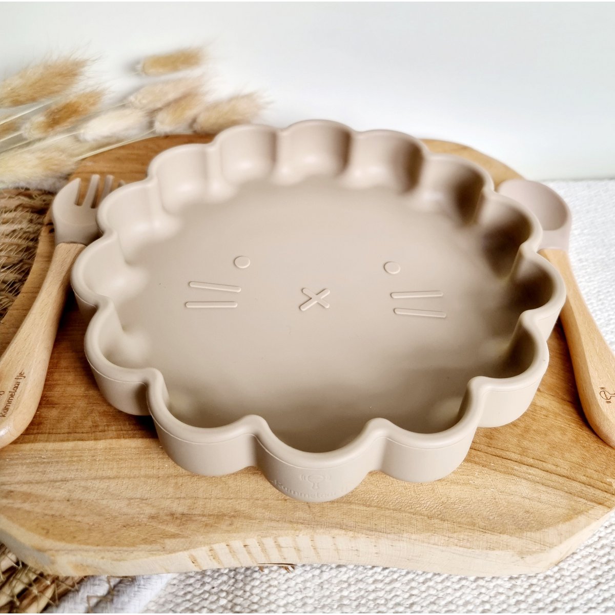 Silikoninė lėkštė + šakutė ir šaukštas Sand - Image 3
