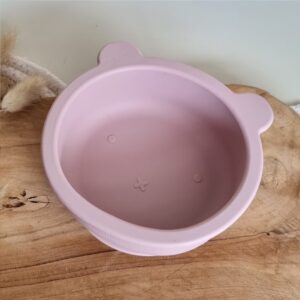 Silikoninis  prilimpantis dubenėlis Bear PINK SOFT