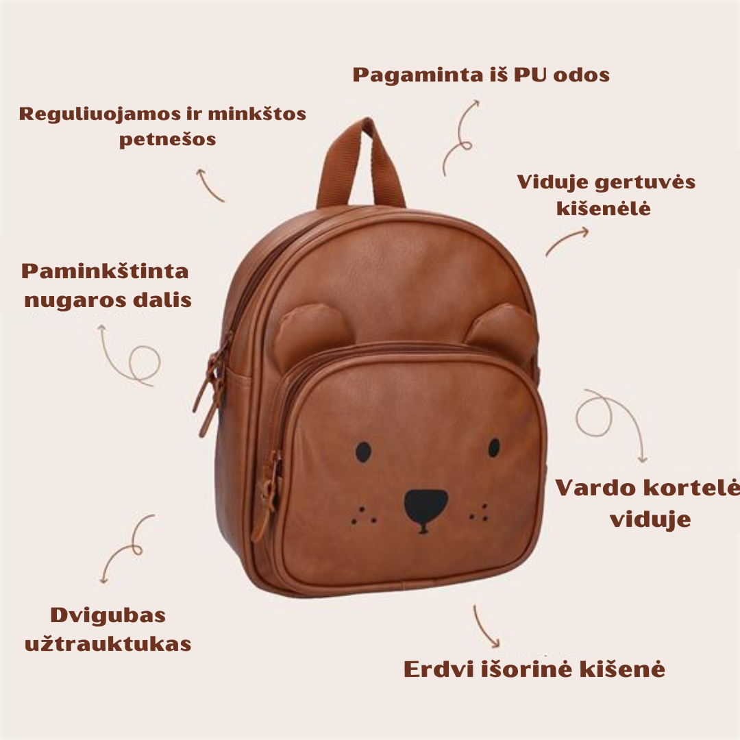Vaikiška kuprinė Porto Beary - Cognac - Image 7