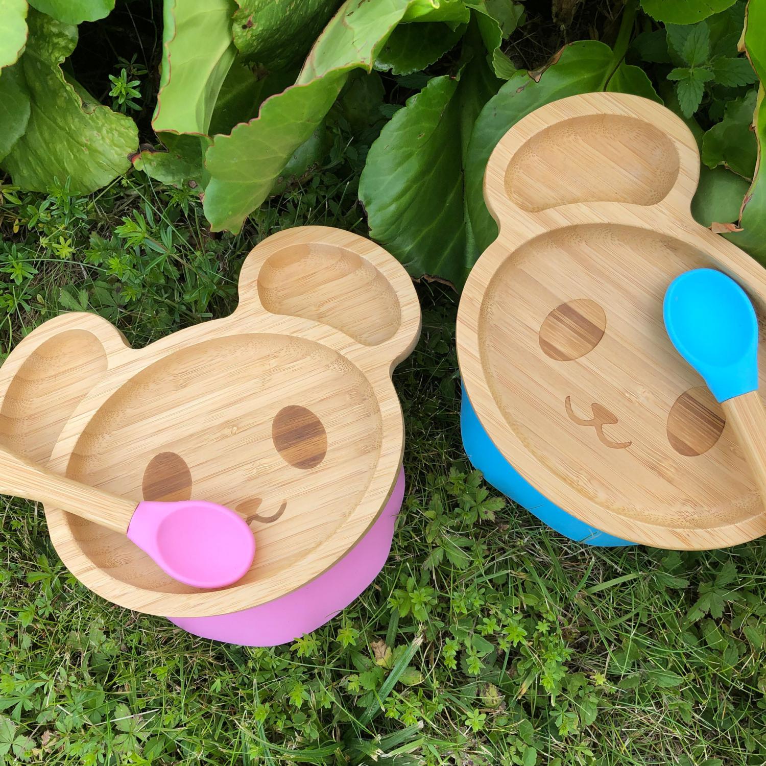 Prilimpanti bambukinė lėkštė Mouse Pink - Image 3