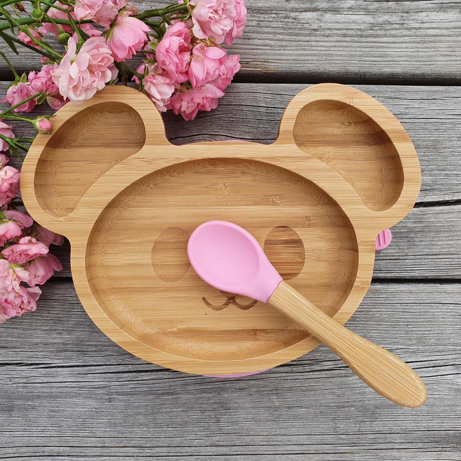 Prilimpanti bambukinė lėkštė Mouse Pink - Image 2