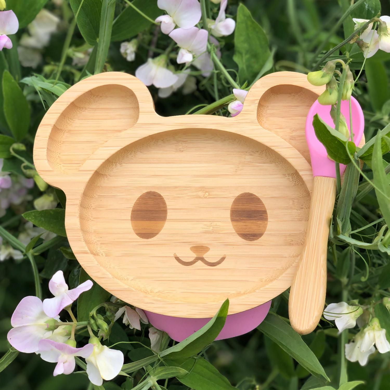 Prilimpanti bambukinė lėkštė Mouse Pink - Image 5