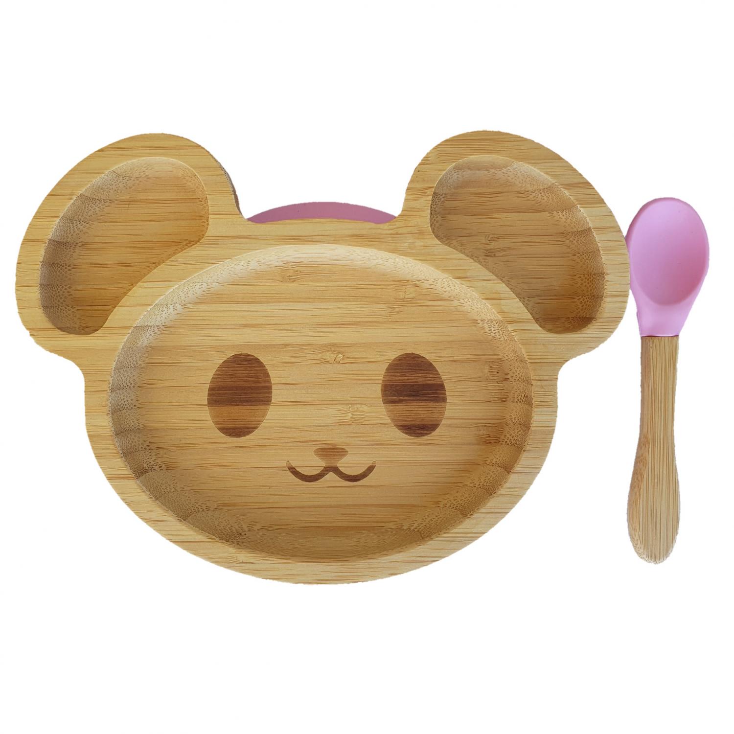 Prilimpanti bambukinė lėkštė Mouse Pink - Image 6