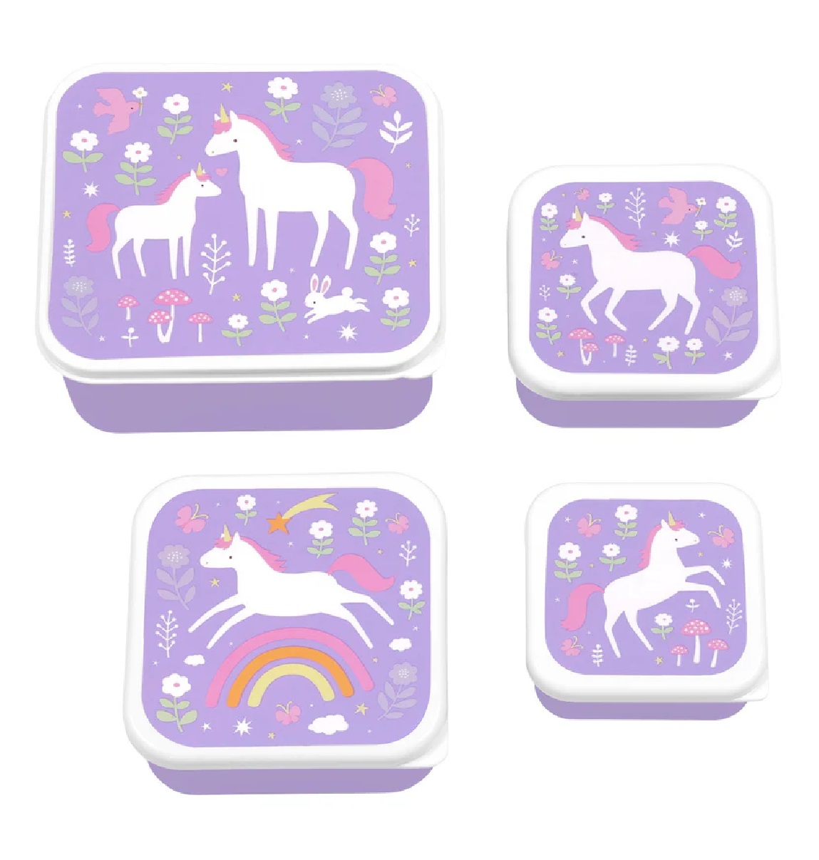Plastikinių priešpiečių dėžučių rinkinys Unicorn Dreams