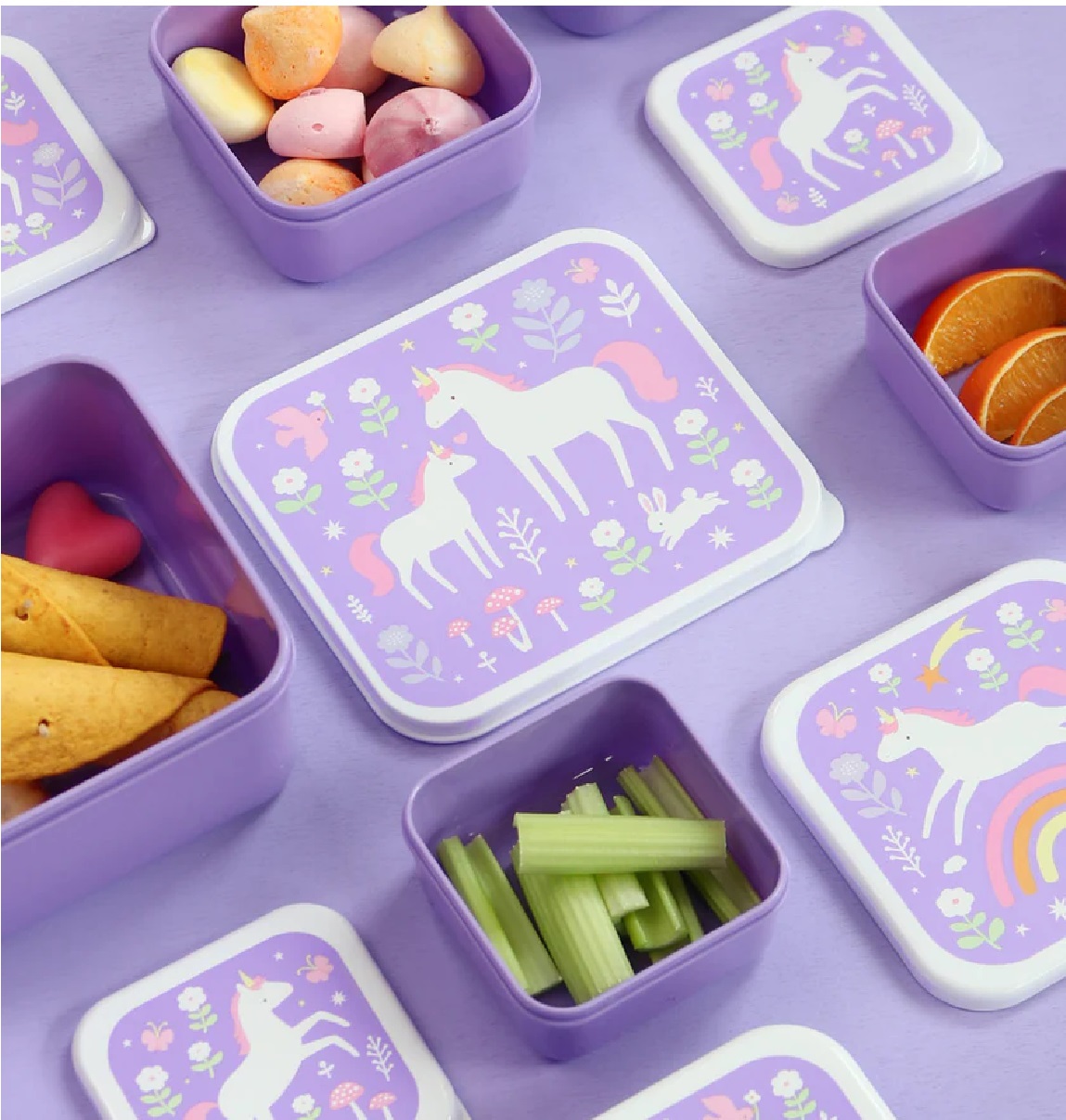 Plastikinių priešpiečių dėžučių rinkinys Unicorn Dreams - Image 2